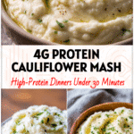 Bowl of Garlic Parmesan Mashed Cauliflower topped with herbs, a creamy Keto Mashed Potatoes style Low Carb Side Dish.